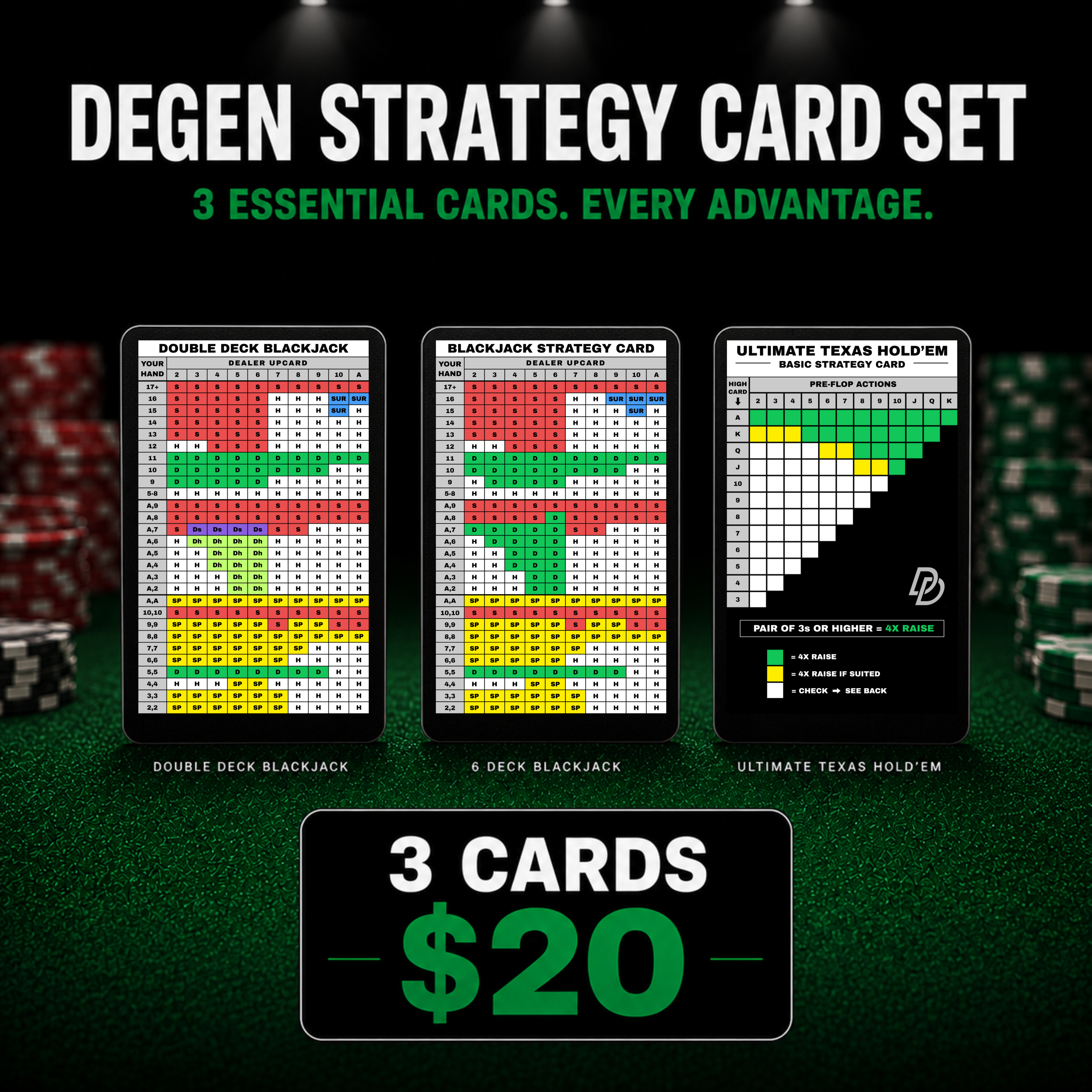DEGEN STRATEGY CARD SET (3-PACK)